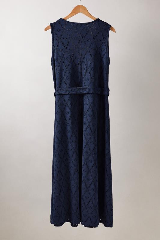 EVANS Plus Size Navy Blue Broderie Anglaise Wrap Dress | Evans 7