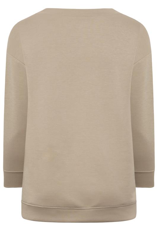 YOURS Curve Plus Size Beige Brown Split Side Sweatshirt | Yours Clothing 8