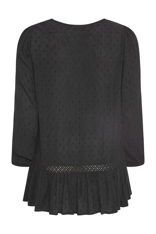 Plus Size Black Dobby Tunic Blouse | Yours Clothing 7