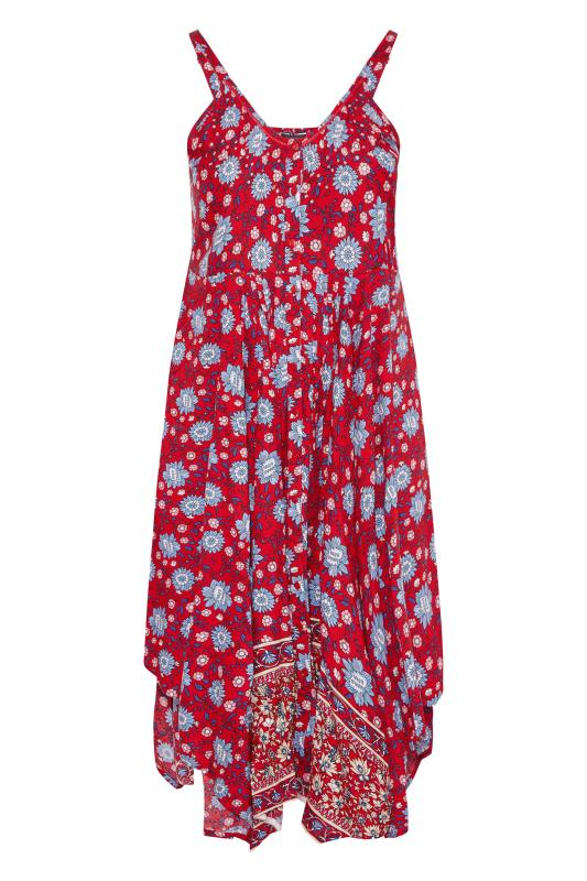 Plus Size Red Floral Hanky Hem Sundress | Yours Clothing 6