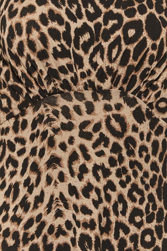 Petite Beige Brown Leopard Print Midi Dress | PixieGirl 5