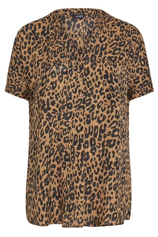 Curve Brown Leopard Print Grown On Sleeve Shirt 6