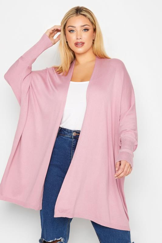  Grande Taille YOURS Curve Pink Batwing Sleeve Cardigan