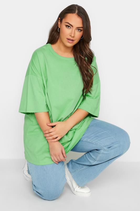 YOURS Plus Size Green Oversized Boxy T-Shirt | Yours Clothing 4