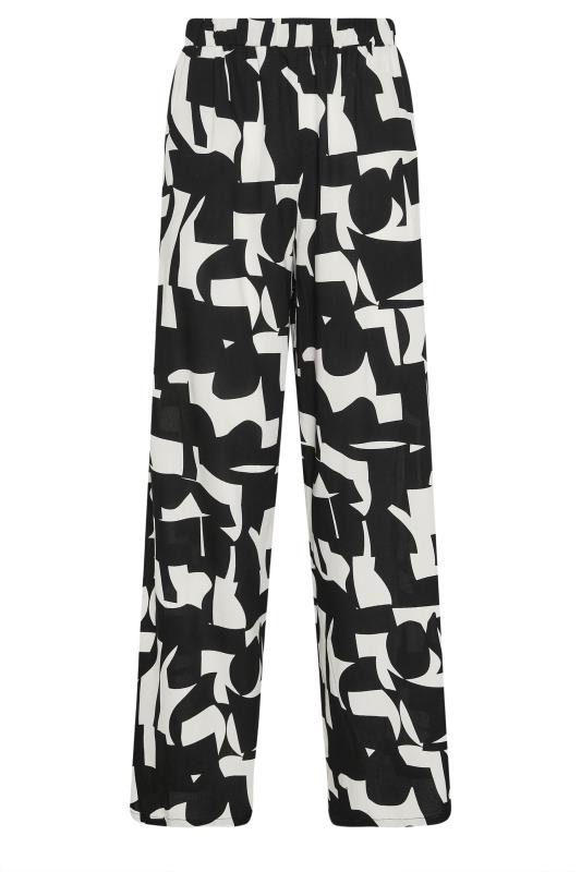 LTS Tall Women's White & Black Abstract Print Wide Leg Trousers | Long Tall Sally 6