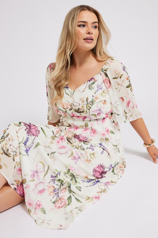 YOURS LONDON Plus Size Ivory White Floral Print Maxi Dress | Yours Clothing 4