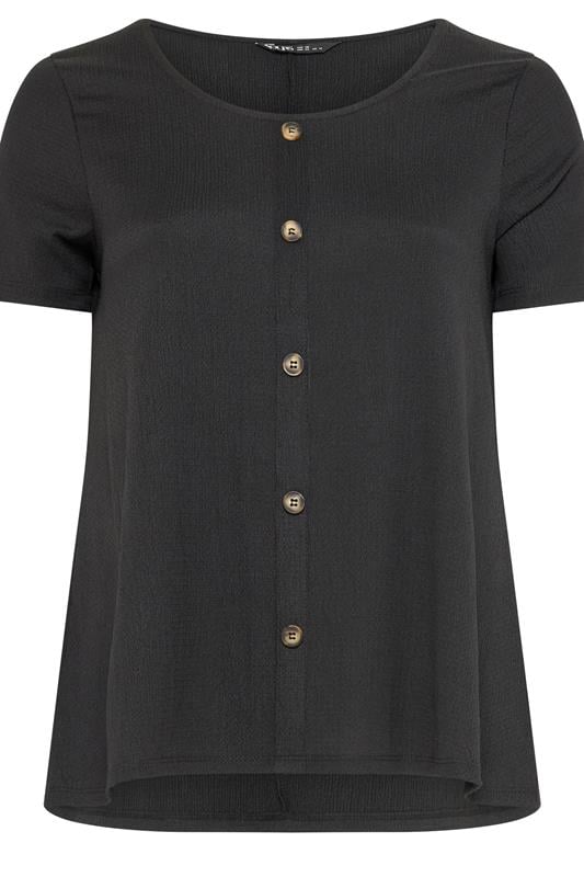 YOURS Plus Size Black Crinkle T-Shirt | Yours Clothing 5