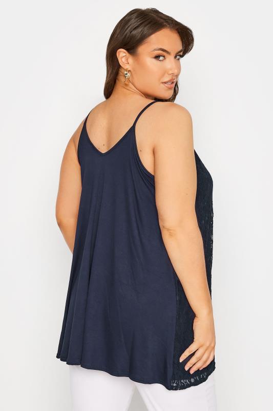 LIMITED COLLECTION Curve Navy Blue Lace Cami Top 3