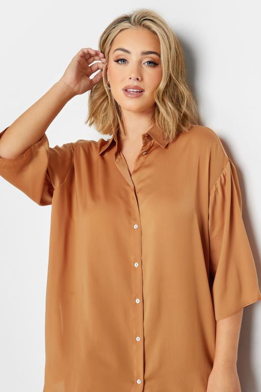 YOURS Plus Size Orange Satin Shirt | Yours Clothing 4
