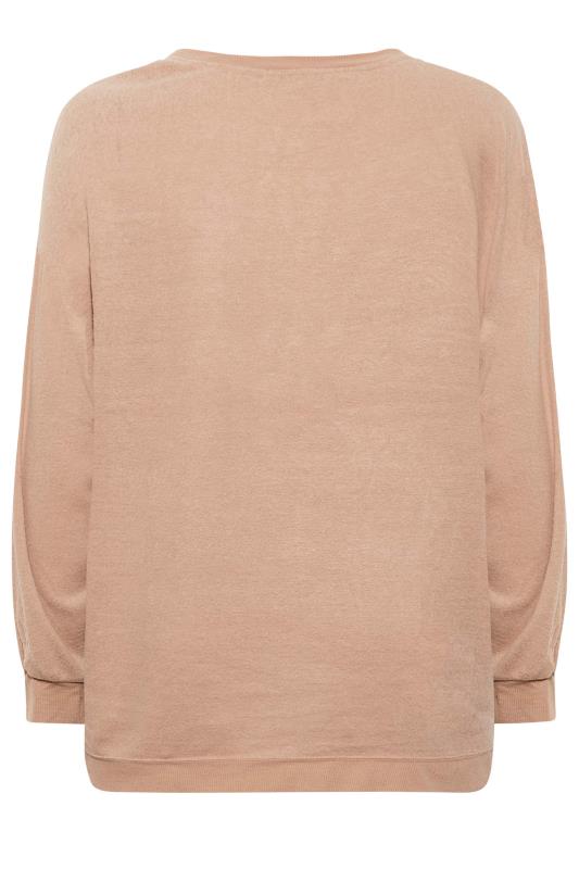 Plus Size Beige Brown Soft Touch Fleece Sweatshirt | Yours Clothing 7