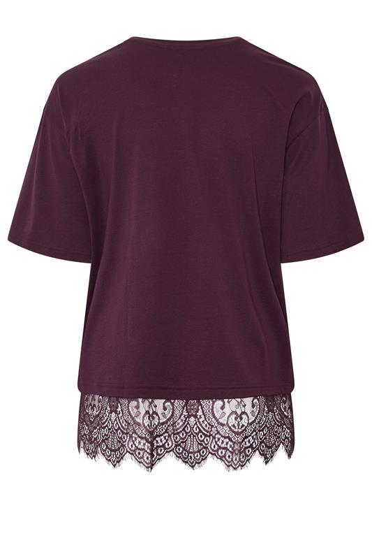 YOURS Plus Size Lace Hem Purple T-Shirt 6