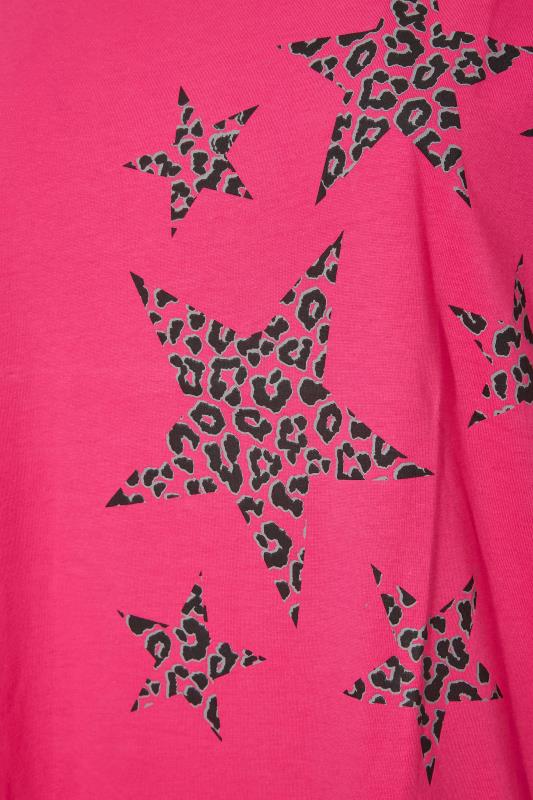 Plus Size Pink Leopard Print Star Nightdress | Yours Clothing 4
