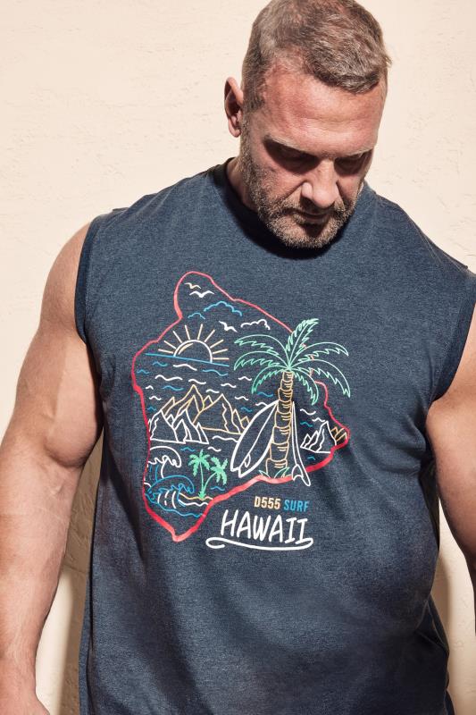 Men's  D555 Big & Tall Blue 'Hawaii' Sleeveless T-Shirt