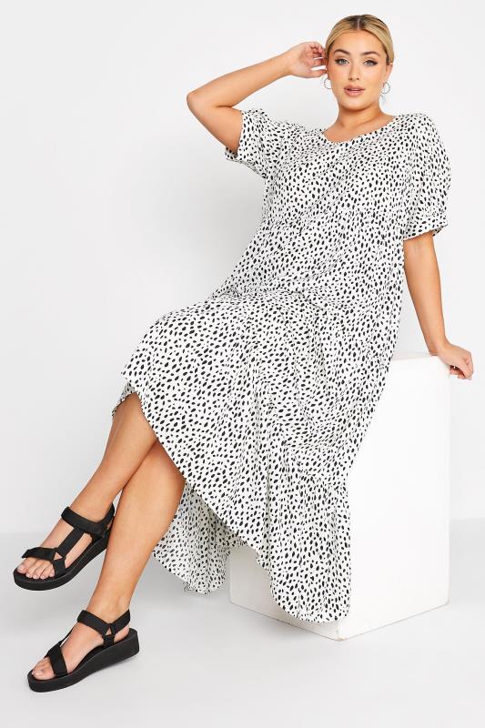 LIMITED COLLECTION Curve White Animal Markings Smock Tier Dress 4