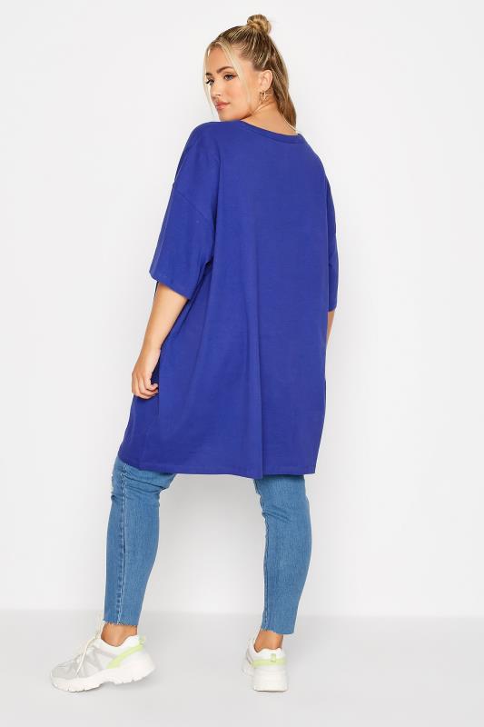 Plus Size Cobalt Blue Oversized Tunic T-Shirt Dress | Yours Clothing 3