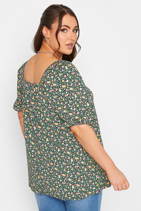 LIMITED COLLECTION Plus Size Green Ditsy Floral Top | Yours Clothing 3