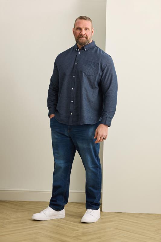  BadRhino Big & Tall Chemise bleu marine à manches longues effet flammé