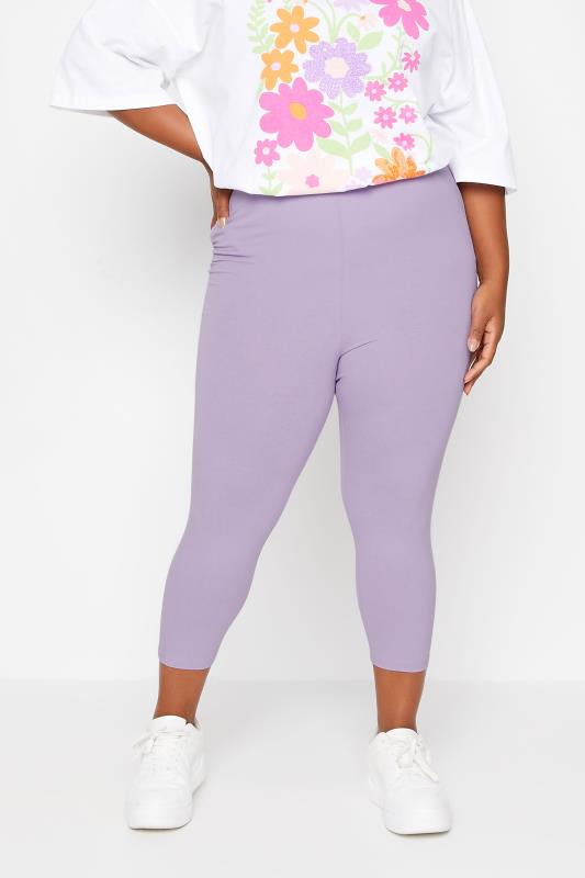 YOURS Plus Size Light Purple Cropped Leggings | Yours Clothing 1
