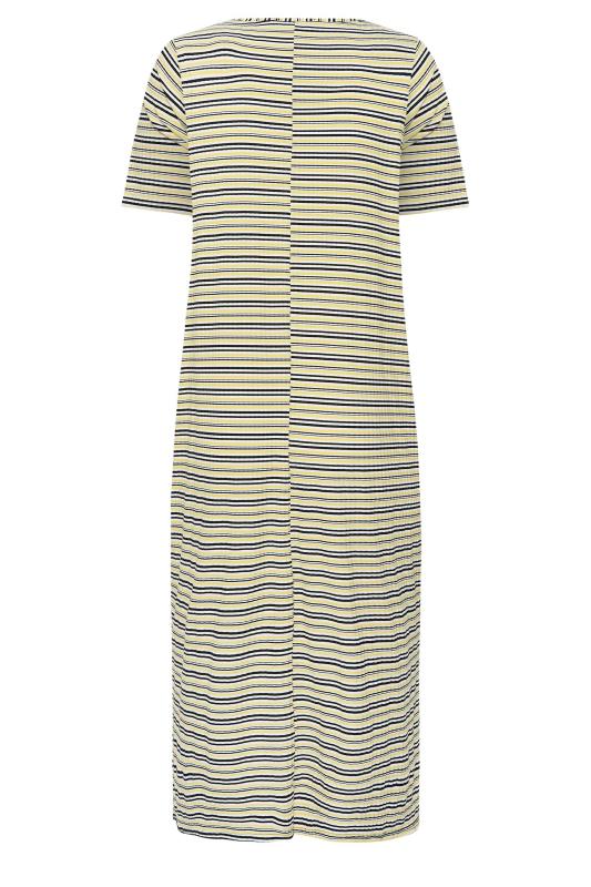 YOURS Plus Size Yellow Stripe Maxi T-Shirt Dress | Yours Clothing