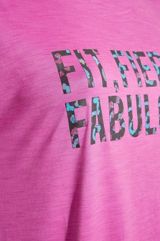 ACTIVE Pink 2 In 1 'Fit, Fierce, Fabulous' Slogan T-Shirt | Yours Clothing 7