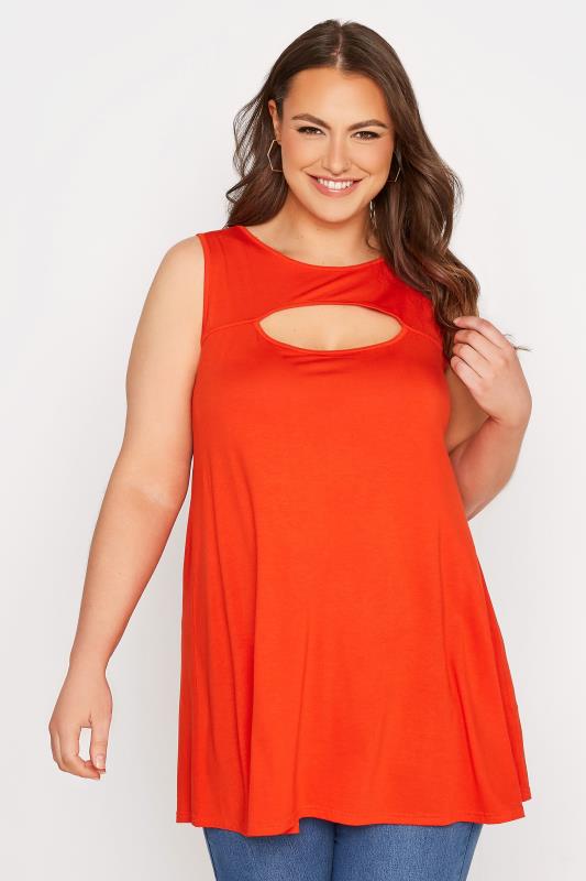 Plus Size Orange Cut Out Swing Vest Top | Yours Clothing  1