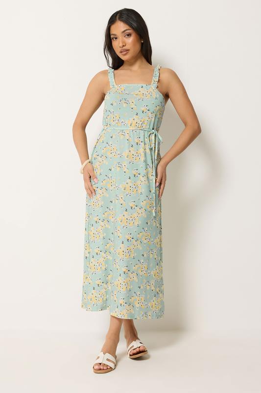  PixieGirl Petite Sage Green Ditsy Floral Belted Midi Dress