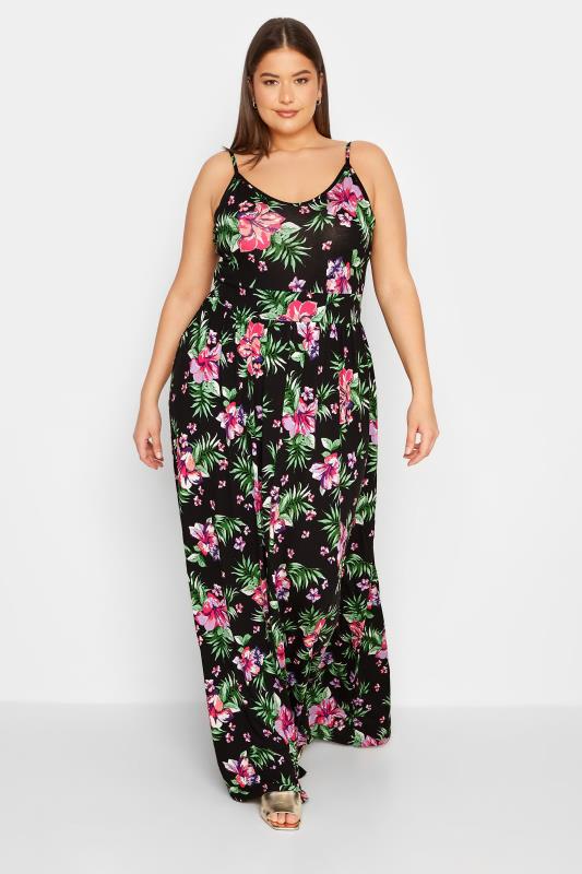 LTS Tall Women's Black Floral Print Strappy Maxi Dress | Long Tall Sally 2