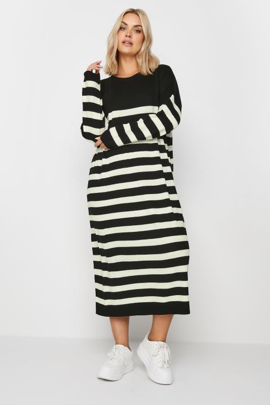 Plus Size  Black Stripe Jumper Dress