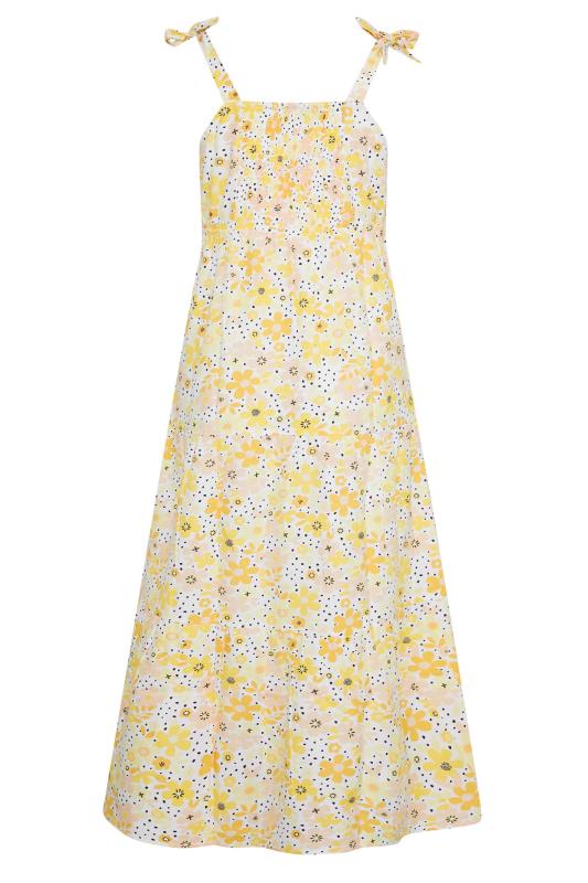 LIMITED COLLECTION Plus Size Yellow Retro Floral Tiered Strappy Sundress | Yours Clothing 7