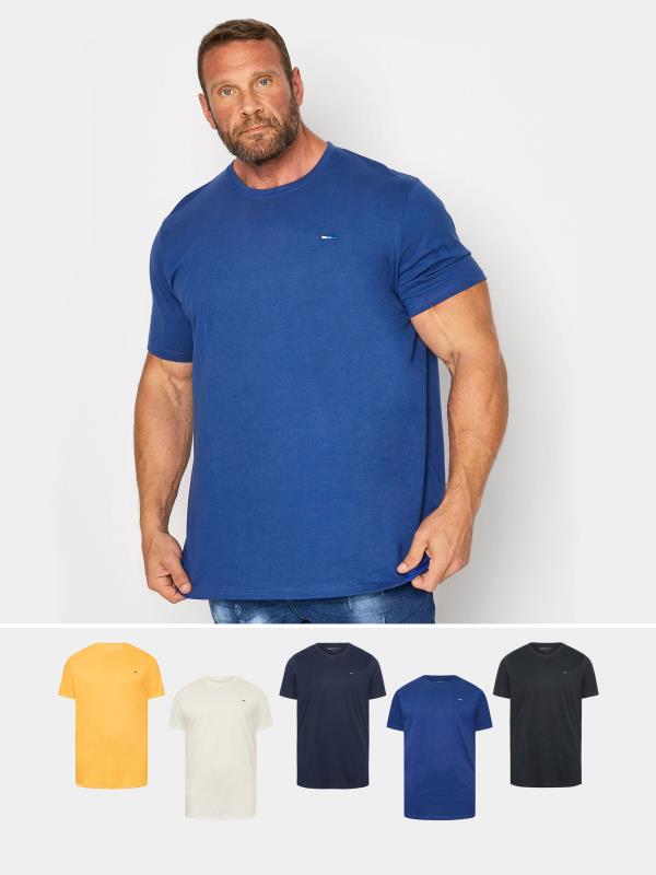 Men's  BadRhino For Less Lightweight Black/Navy/Sodalite Blue/Flax Yellow/ Marshmellow White 5 Pack T-Shirts