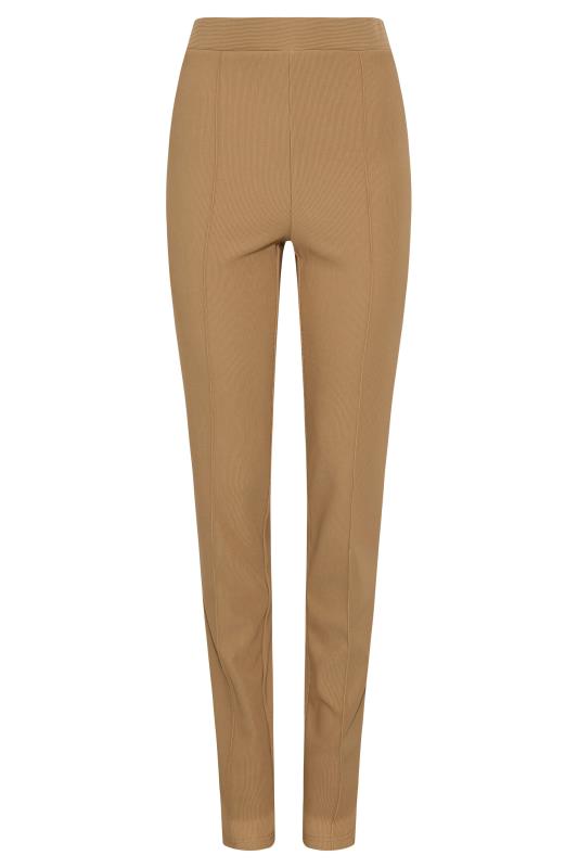 LTS Tall Camel Brown Ribbed Slim Leg Trousers 3