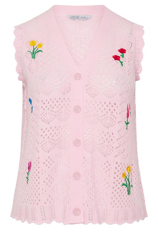  LIMITED COLLECTION Curve roze gebreid gilet met bloemen