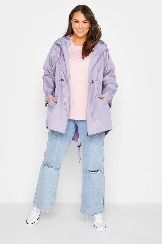 Plus Size Lilac Purple Pocket Parka | Yours Clothing 2