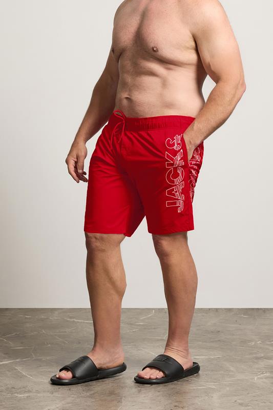  JACK & JONES Big & Tall Short de bain rouge à motif vague