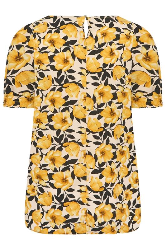 YOURS Curve Plus Size Yellow Floral Short Sleeve Blouse | Yours Clothing  7