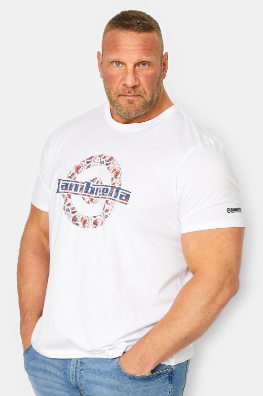 Men's  LAMBRETTA Big & Tall White 'Lambretta'  Slogan T-Shirt