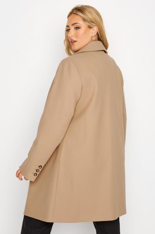 Plus Size Beige Brown City Midi Coat | Yours Clothing 4