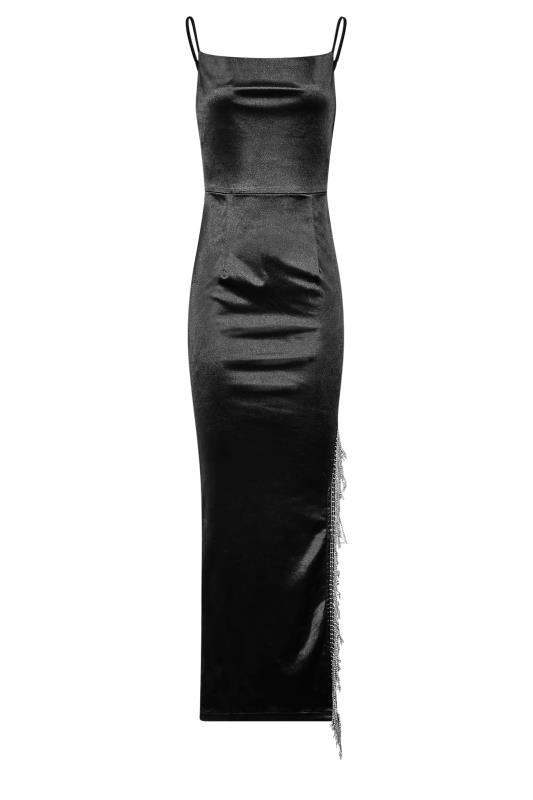 LTS Tall Black Maxi Diamante Spilt Slip Dress | Long Tall Sally 6