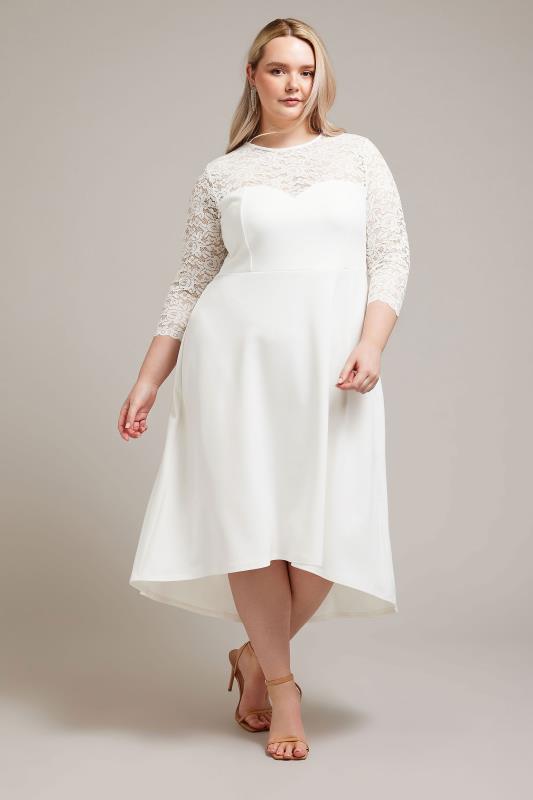 YOURS LONDON Plus Size White Lace Sweetheart Dress | Yours Clothing 1