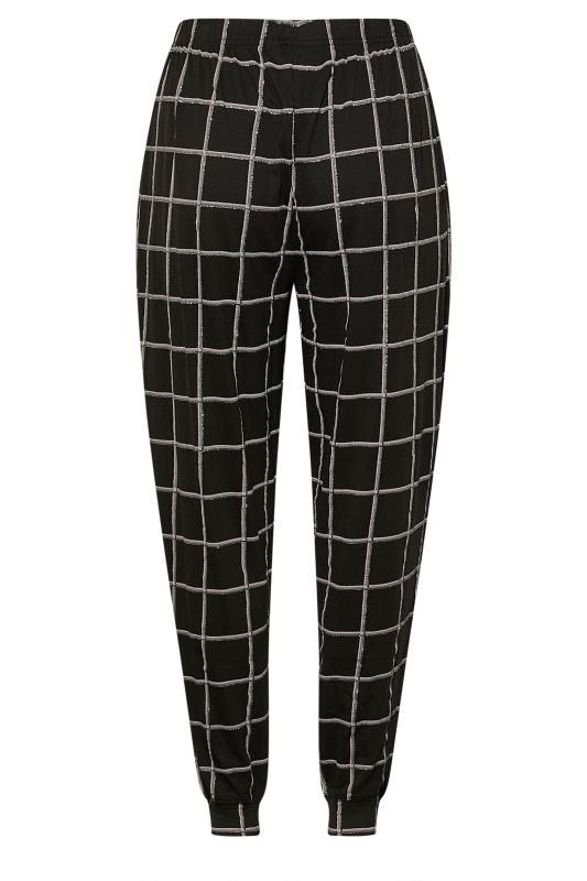Curve Plus-Size Black & Pink Check Cuffed Pyjama Bottoms | Yours Clothing 6