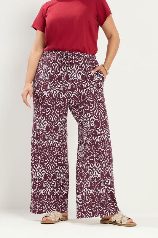  YOURS Curve Red Ikat Print Trousers
