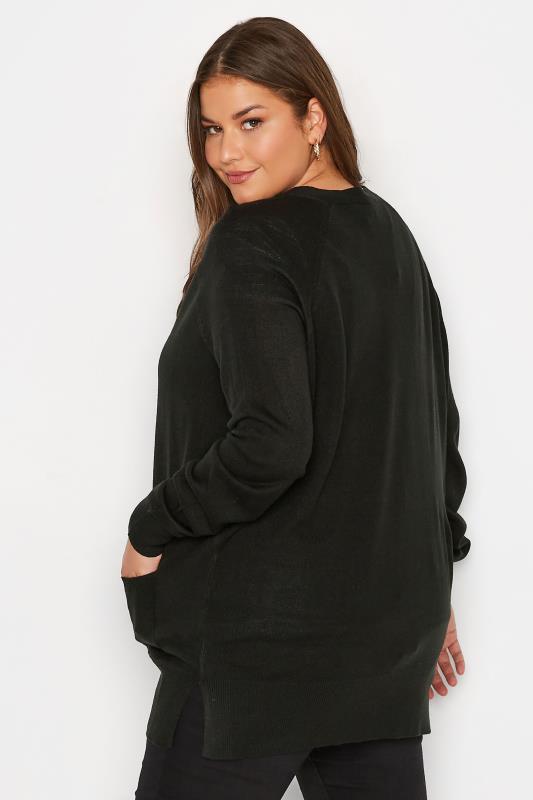 Curve Black Boyfriend Button Through Cardigan | Yours Clothing