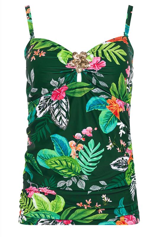 M&Co Green Tropical Print Tankini Top | M&Co 5