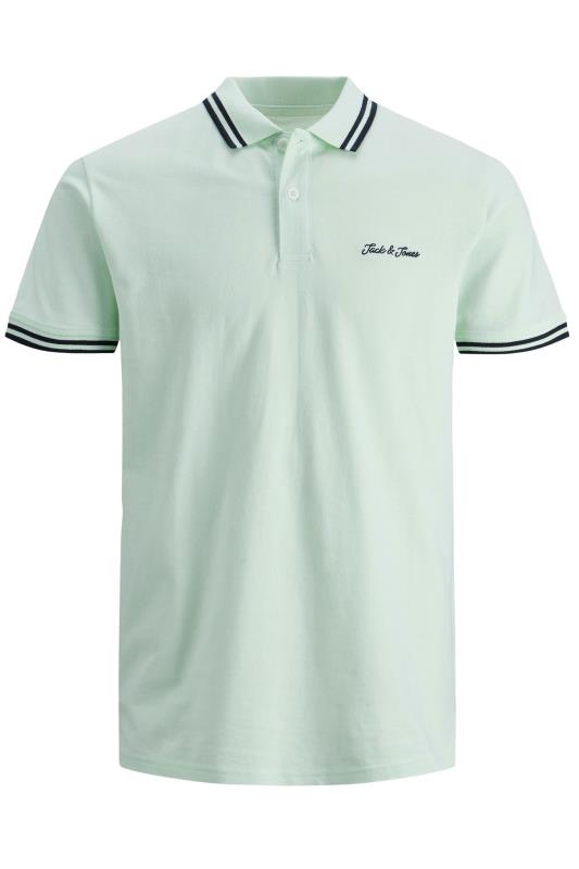  Grande Taille JACK & JONES Big & Tall Mint Green Double Tipped Polo Shirt