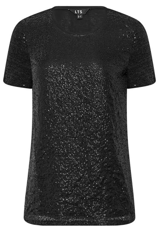 LTS Tall Black Sequin Embellished Boxy T-Shirt | Long Tall Sally 6