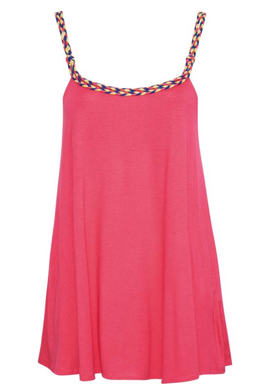 Plus Size Pink Plaited Knot Strap Vest Top | Yours Clothing 4