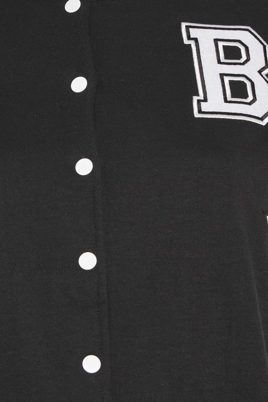 YOURS Plus Size Black & Grey Cropped Bomber Jacket | Yours Clothing 6