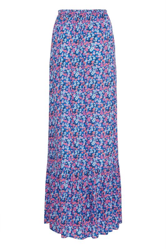 LTS Tall Bright Blue Ditsy Floral Maxi Skirt 4