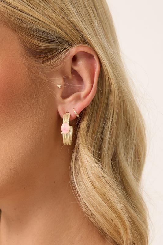 Gold Tone Gem Detailed Hoop Earring | Yours Clothing 1