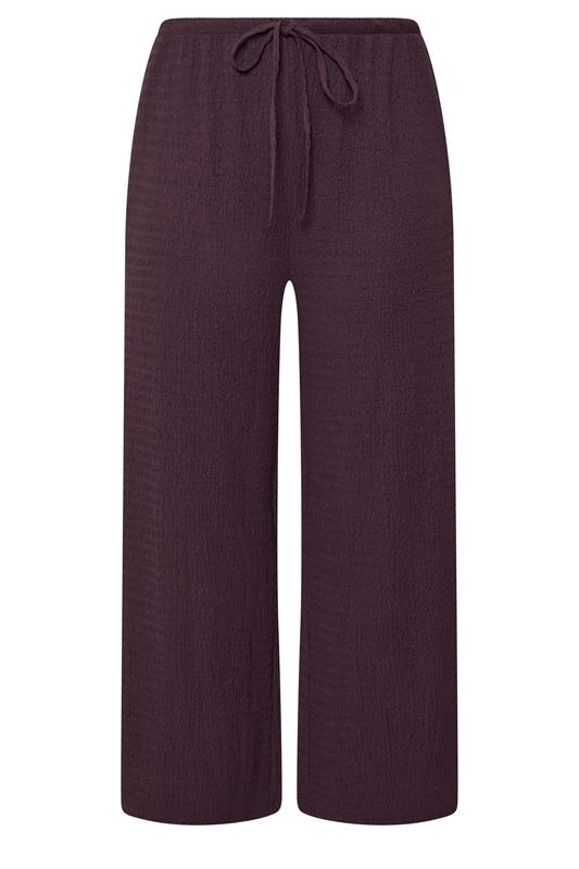 YOURS Plus Size Purple Wide Leg Crinkle Trousers | Yours Clothing 6